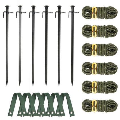 RIFNY heavy-duty tree stake kit with six steel stakes supporting a young tree