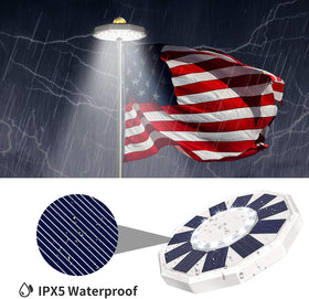 RigidBeam flagpole light 2600mAh battery stores energy for long-night illumination.