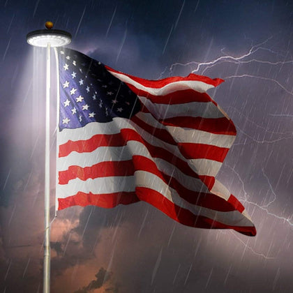 RigidBeam flagpole light top-down LEDs illuminate the flag for better nighttime visibility.