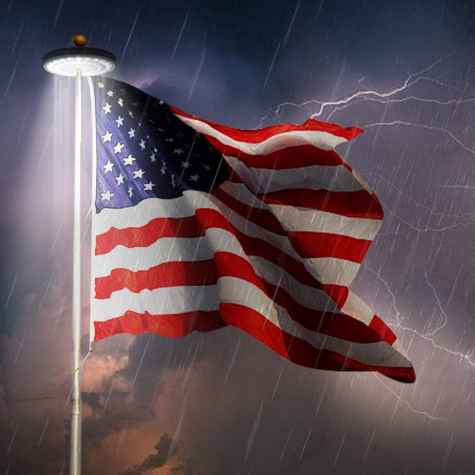 RigidBeam flagpole light top-down LEDs illuminate the flag for better nighttime visibility.