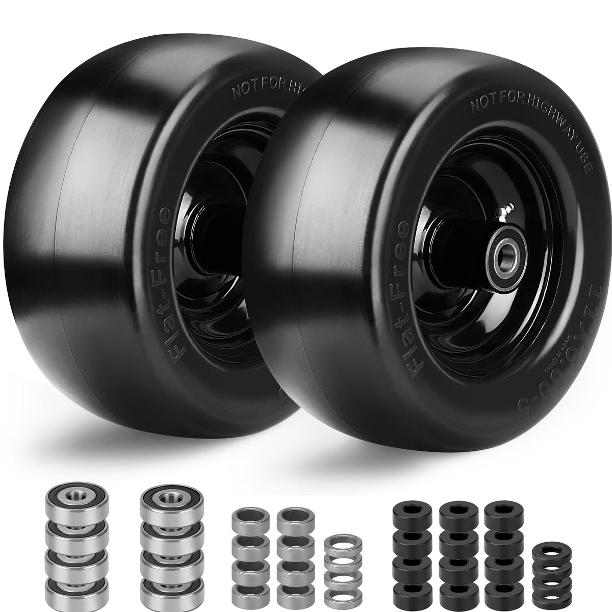 RIHYTAC 11x6-5 solid tire assembly for lawn mowers, puncture resistant