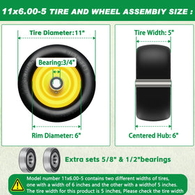 RIHYTAC flat-free tire side view showing smooth lawn contact.