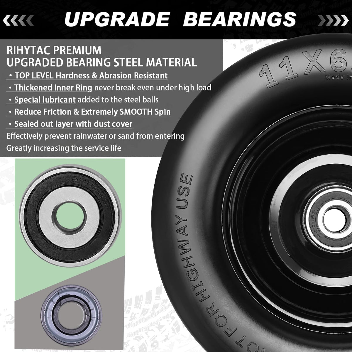 Smooth tread reduces lawn damage while maintaining stable traction
