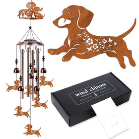 Riletese Dachshund Wind Chimes with large charm enhance garden ambience
