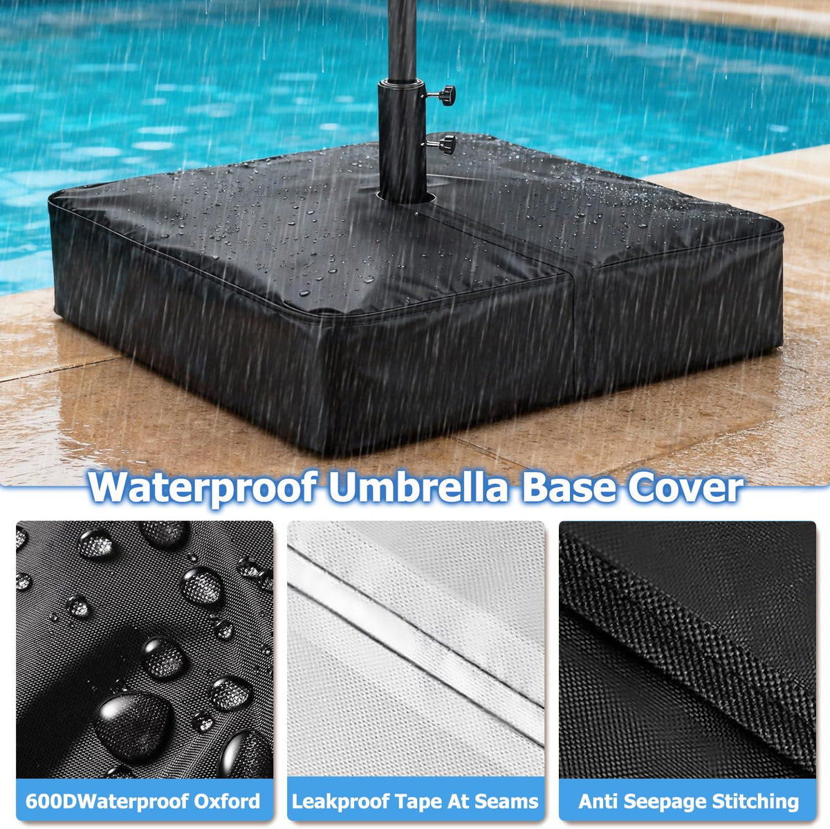 Dustproof design helps keep the umbrella base clean between uses.