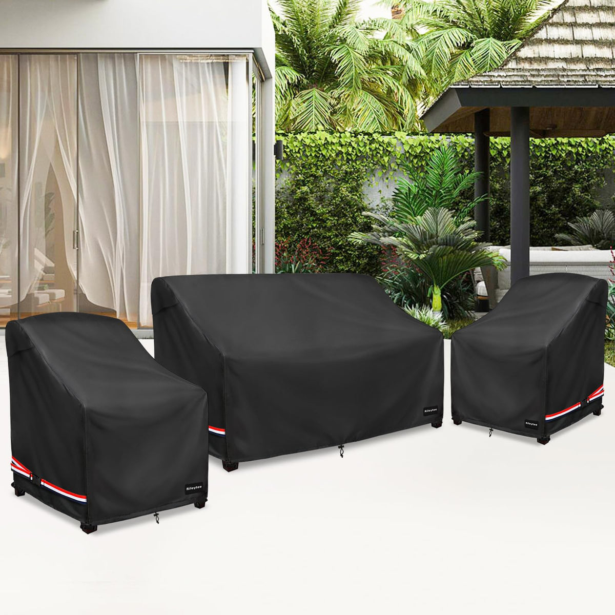 Rileytee three-piece cover protects lawn furniture all year round