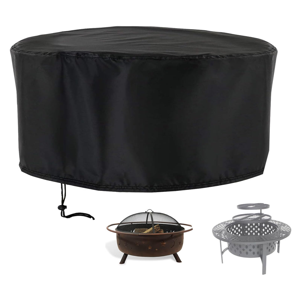 Rilime 42-inch round fire pit cover protecting standard pits from rain and sun