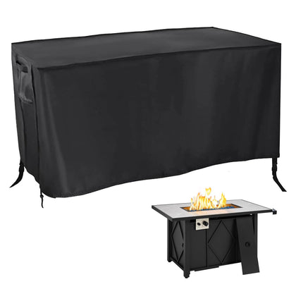 Rilime rectangular fire pit cover 43in front view protecting from rain