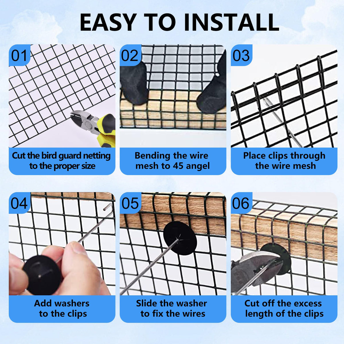 Rilth heavy-duty scissors cut the mesh to fit