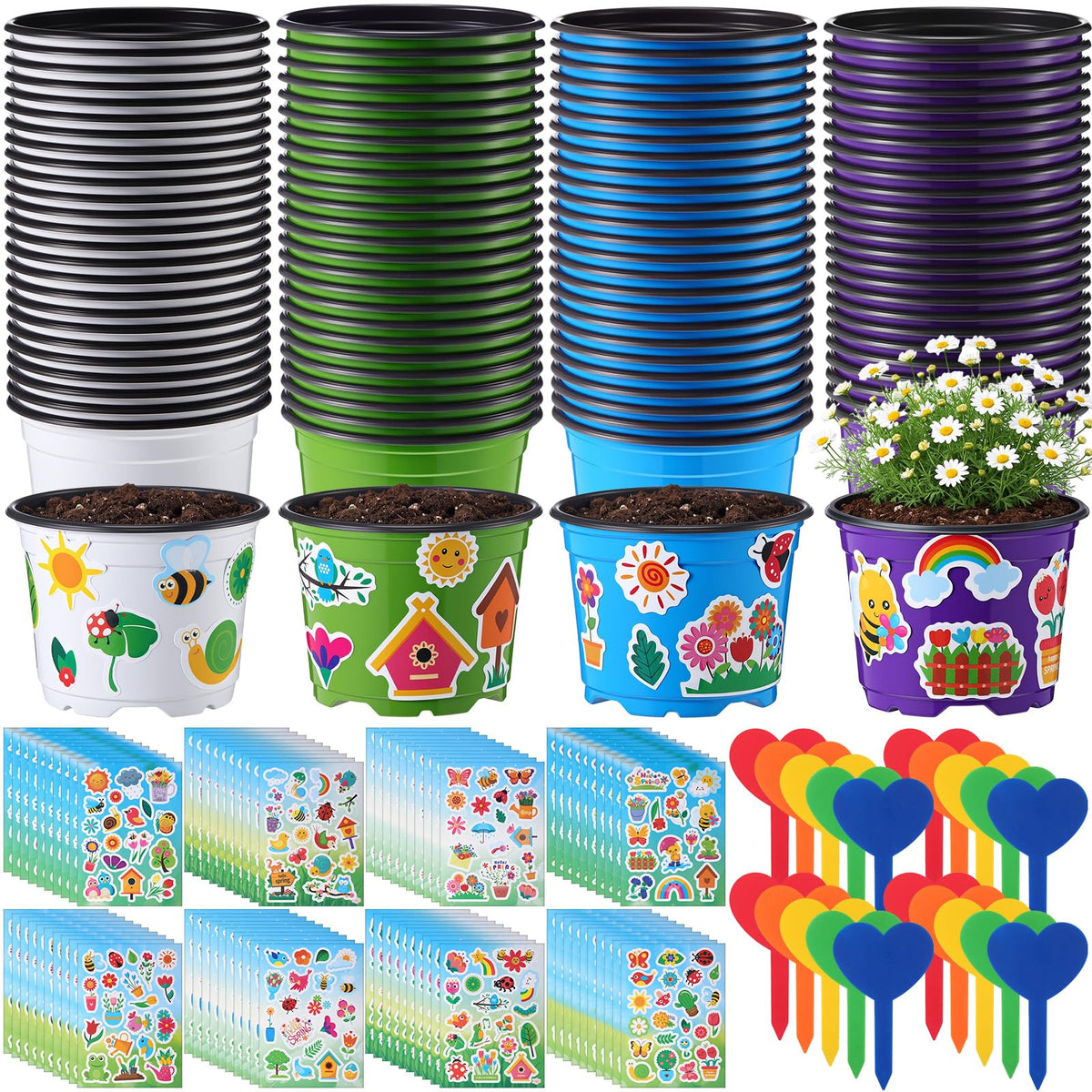 RimCereal 100-set garden pot craft kit for classroom projects.