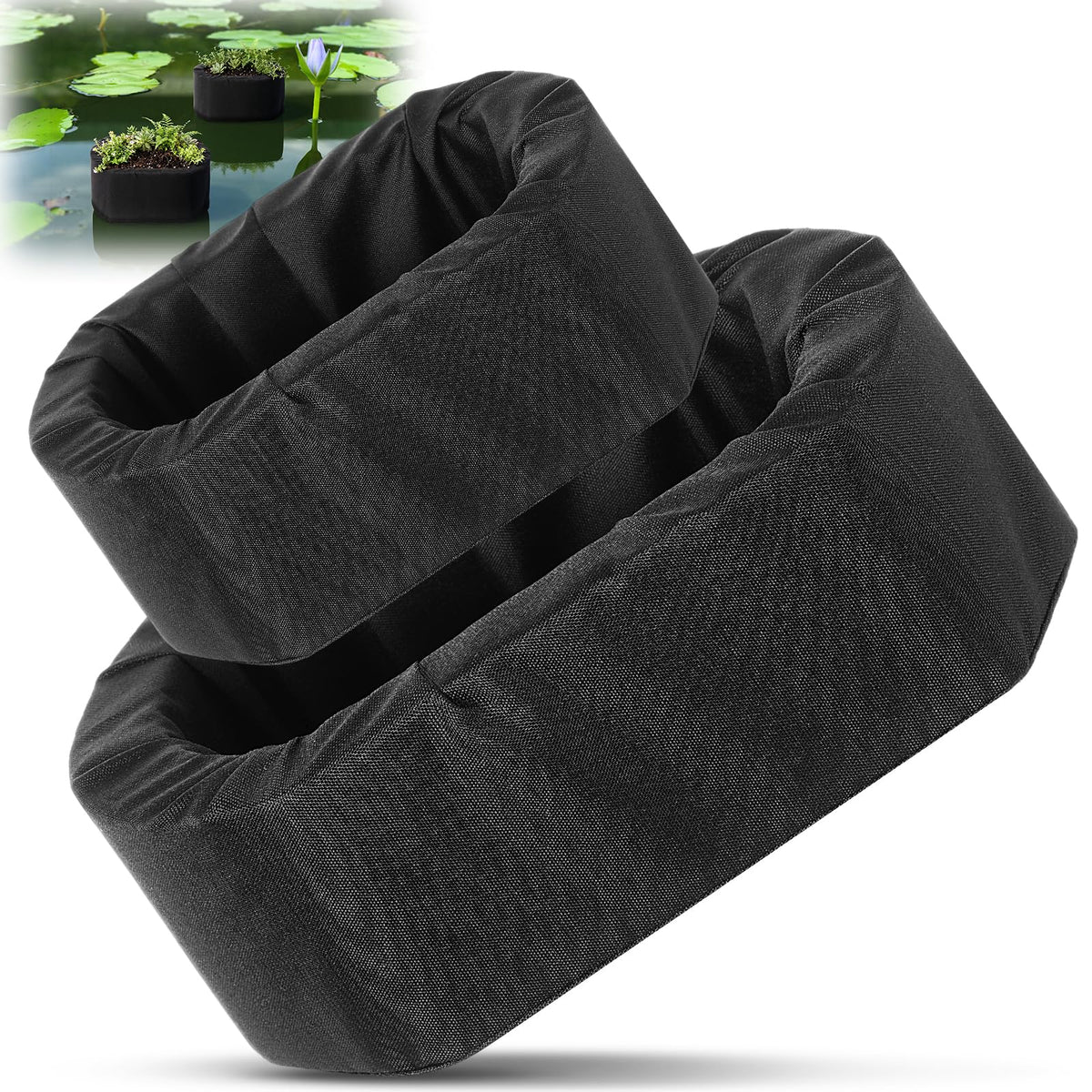 RimCereal floating pond planter large 9in close-up, durable fabric for long-lasting pond decor.