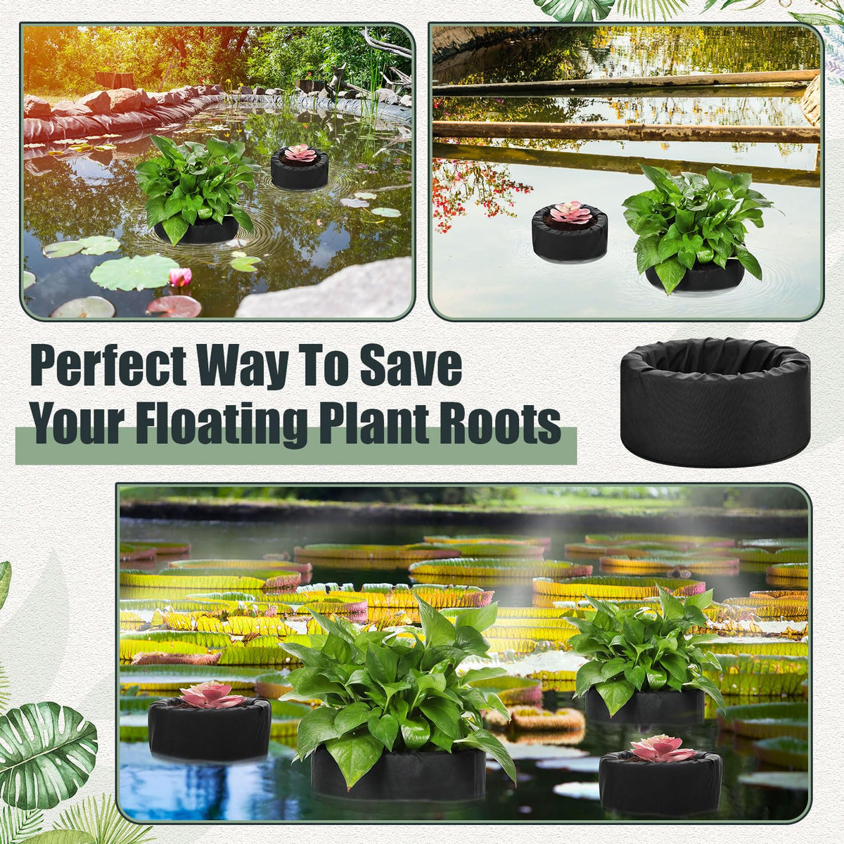 RimCereal pond planter provides shade and habitat for pond fish and plants