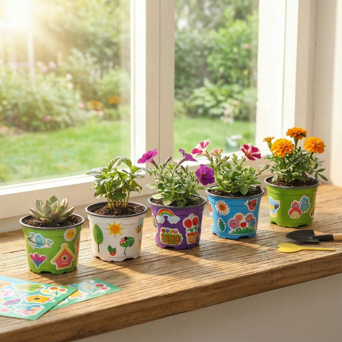 RimCereal pots with drainage holes to help prevent overwatering.