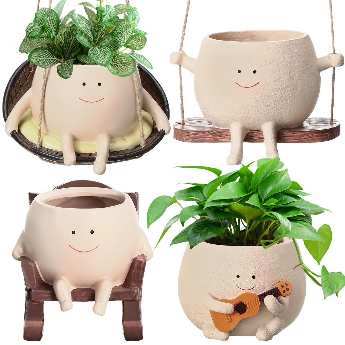 RimCereal smile-face hanging planter adds cheerful indoor greenery