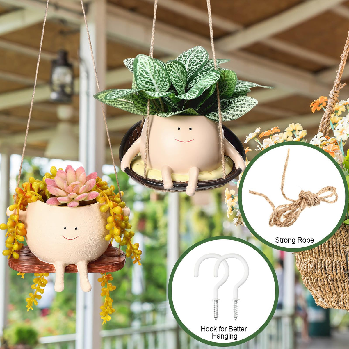 RimCereal swinging-face planter for outdoor or indoor charm