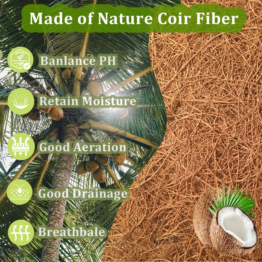Rimonasure round coco liner in hanging basket enhances airflow and drainage.