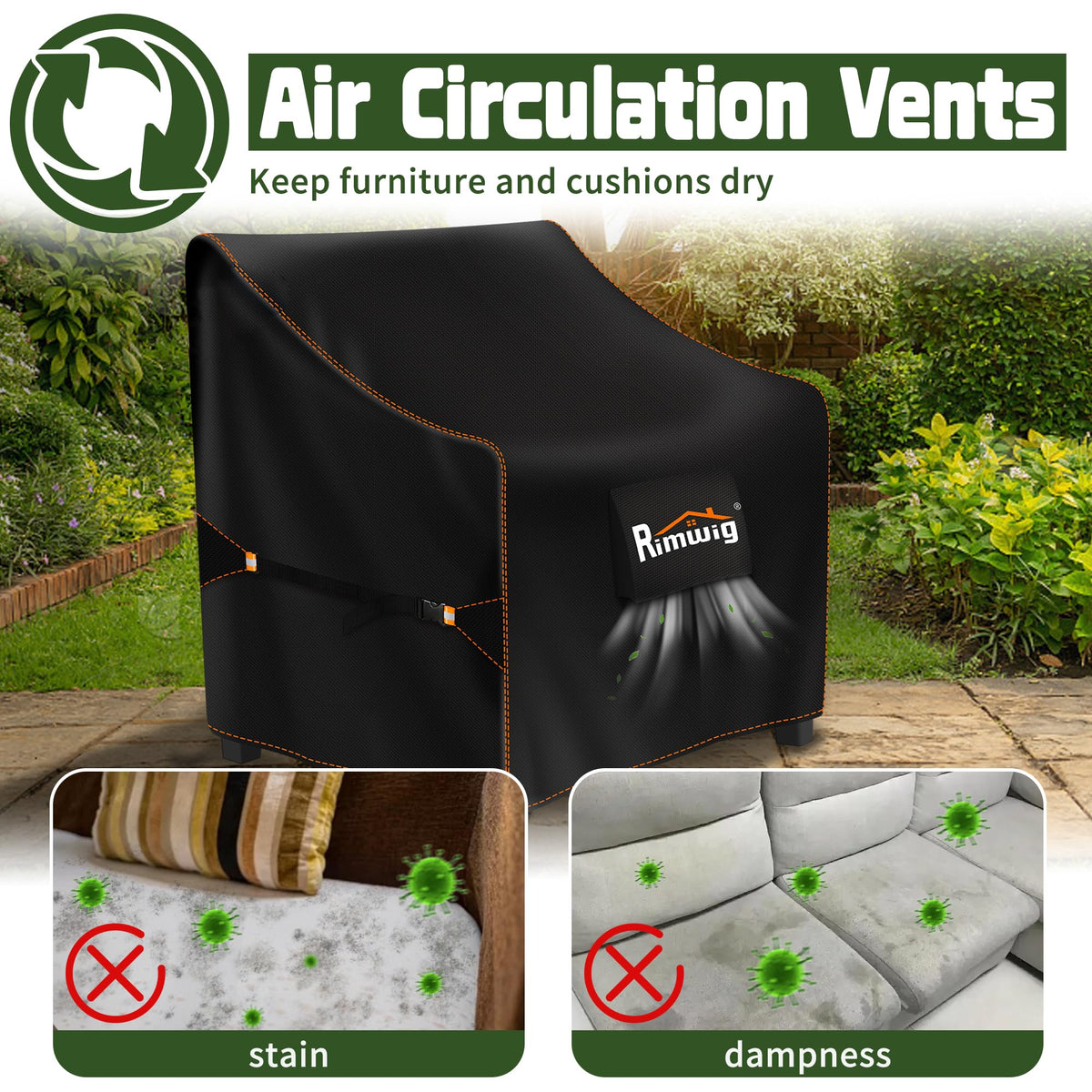 Rimwig two-pack provides coverage for multiple outdoor chairs.
