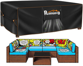 Rimwig patio cover featuring waterproof bottom coating protects outdoor furniture from rain