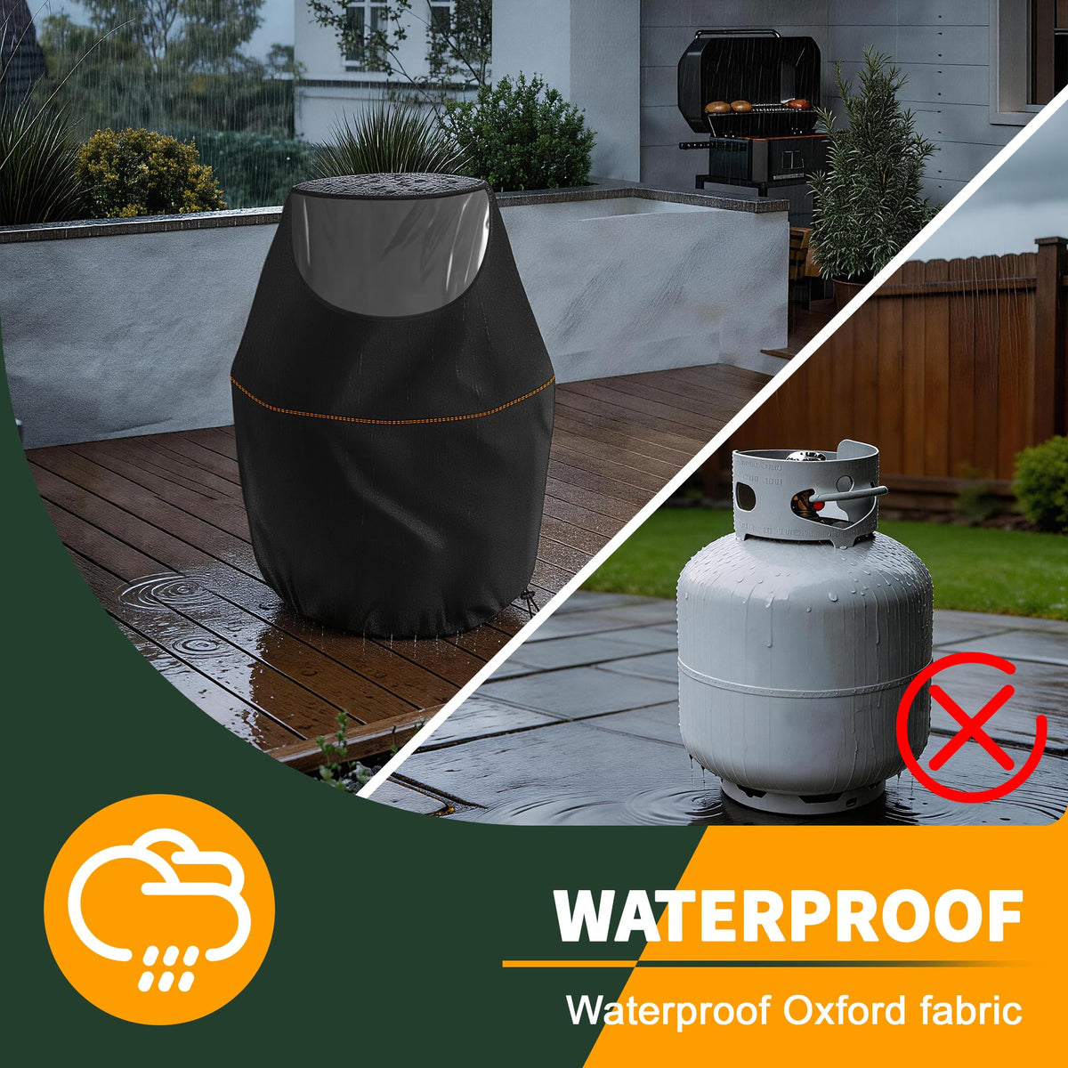Rimwig windproof propane tank cover with drawstring secured