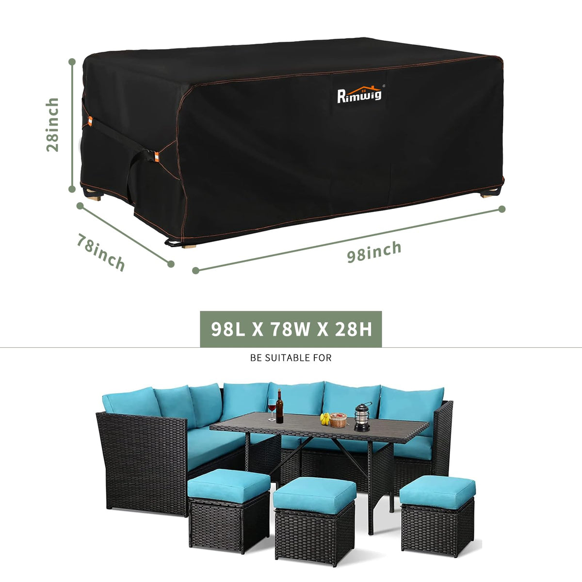 Rimwig rectangular dining chair cover windproof corners secure your set.