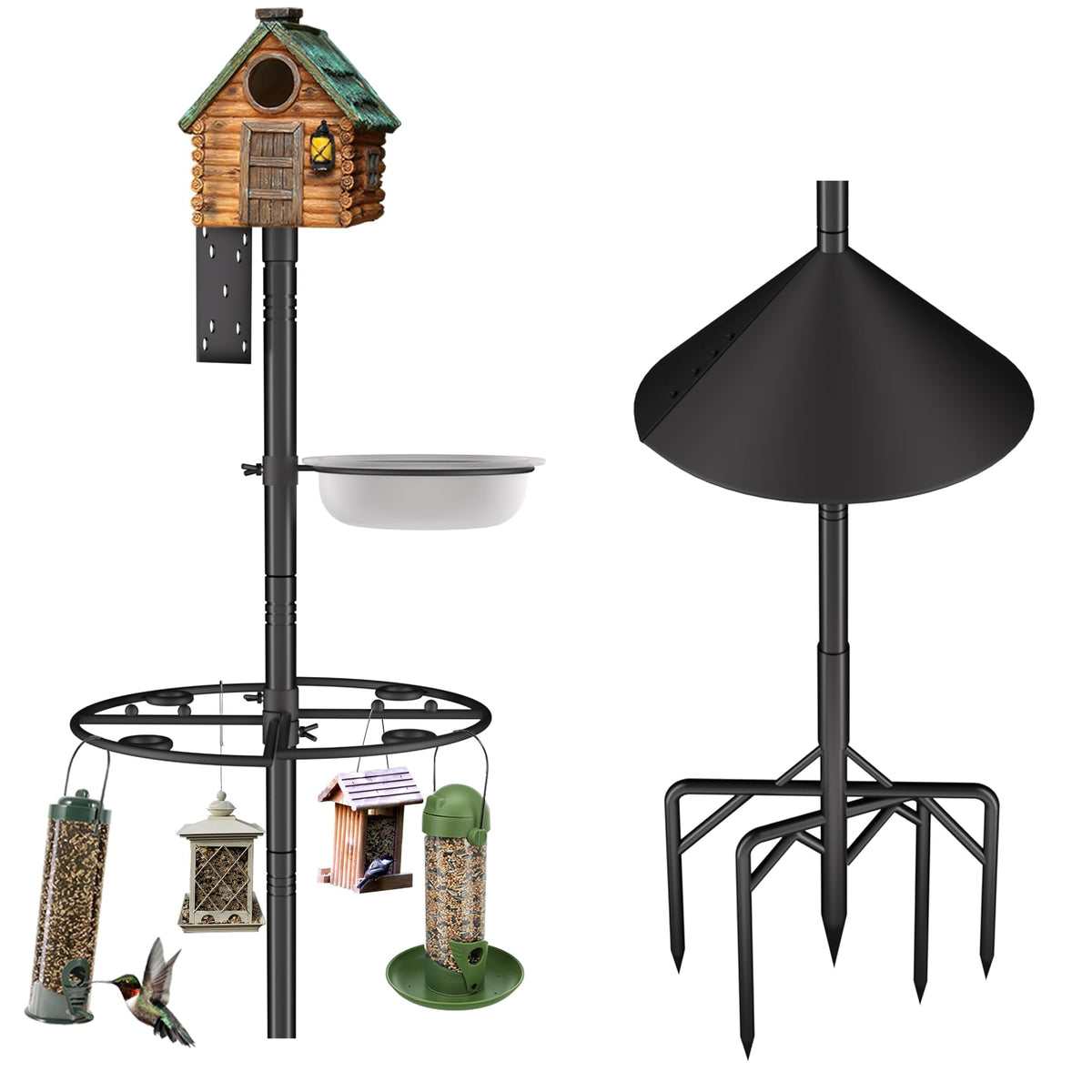 RINLAIN bird feeder pole stand at 95 inches for stable outdoor placement