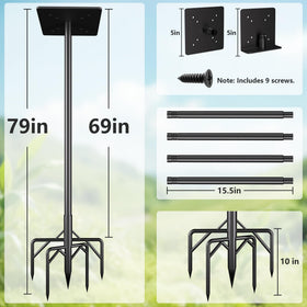 RINLAIN heavy-duty bird pole base provides wind-resistant stability for yards