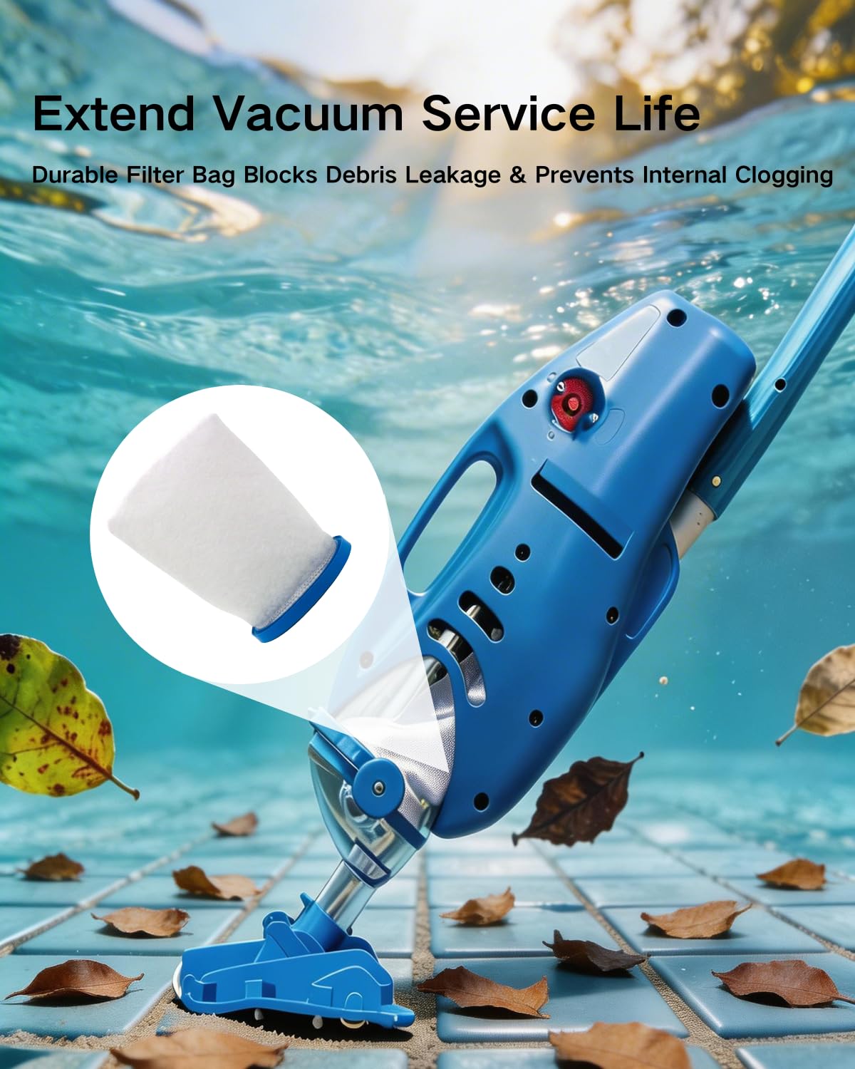RINMEE JPV200 handheld bag traps leaves and sand quickly.