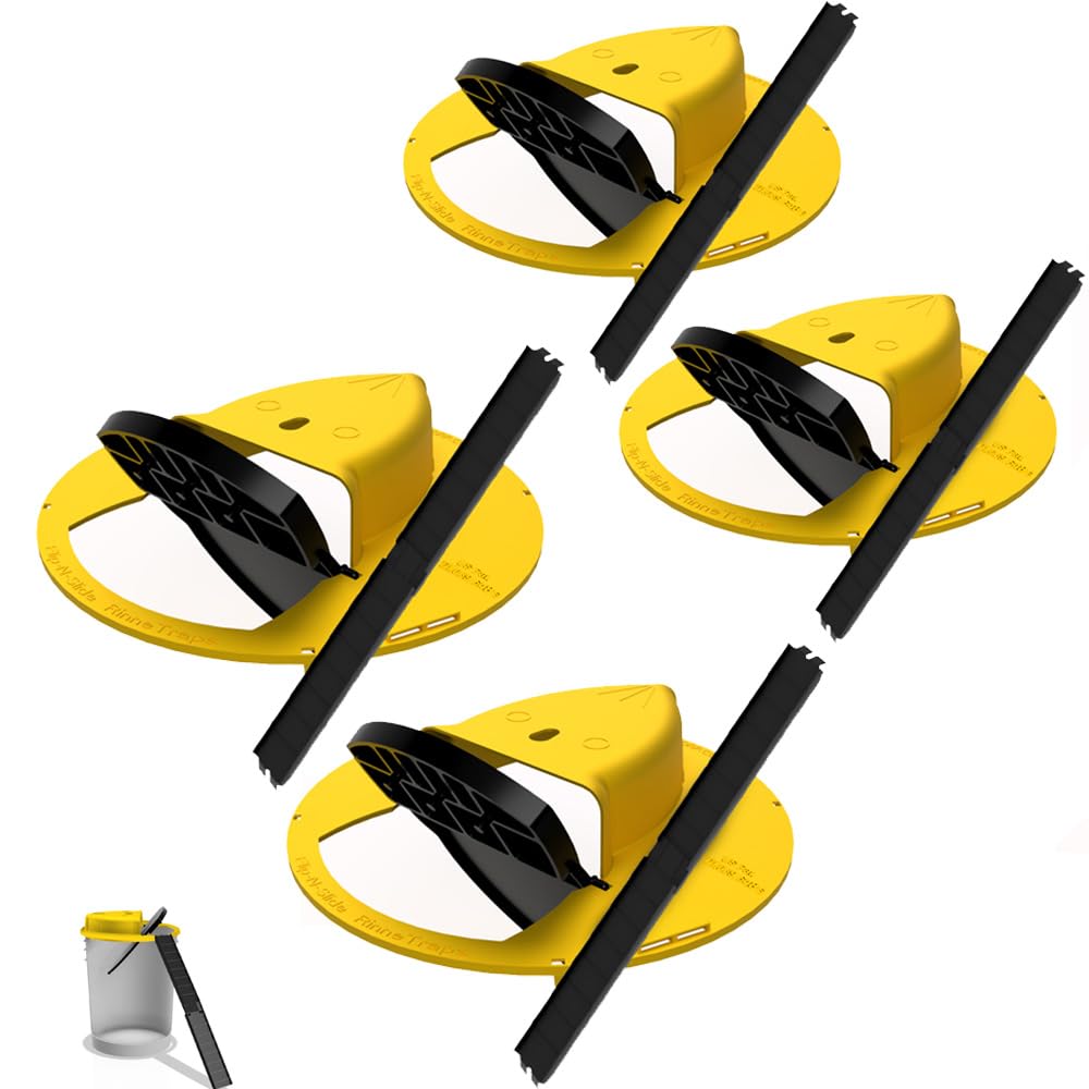 RinneTraps Flip N Slide bucket-lid mouse trap assembly shows secure, quick-catch design.