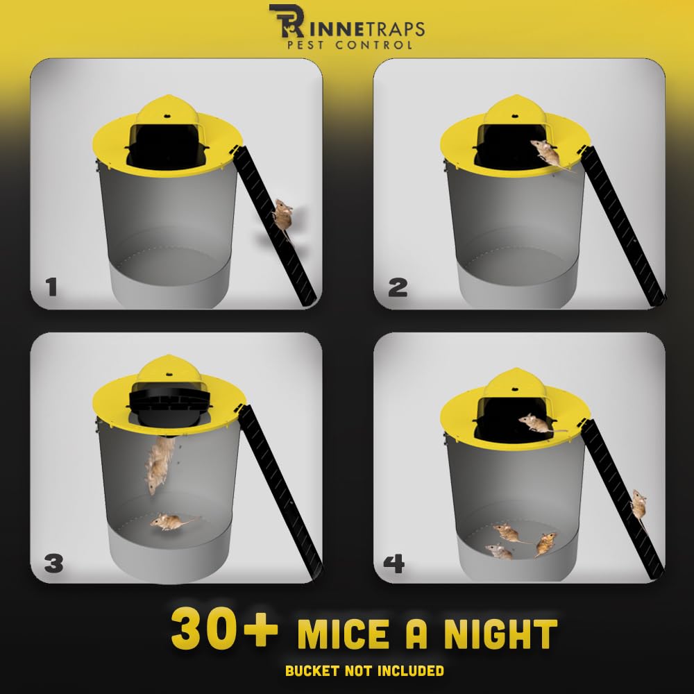 RinneTraps four-pack bucket-lid trap display highlights value and easy setup.