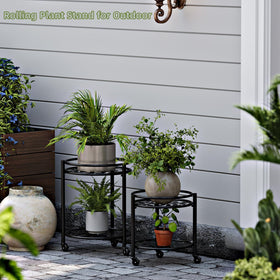 Rioneta 2-tier rolling plant stand for 9-inch pots in compact setups