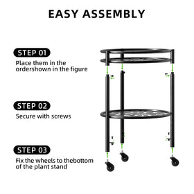 Rioneta 2-tier rolling plant stand black finish complements decor