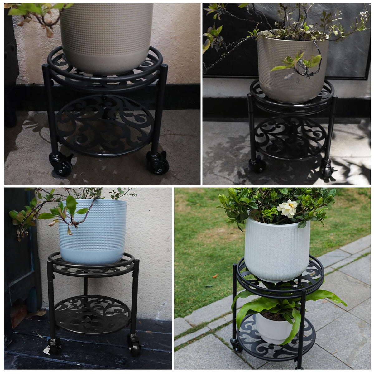 Rioneta 2-tier rolling plant stand tool-free assembly in minutes