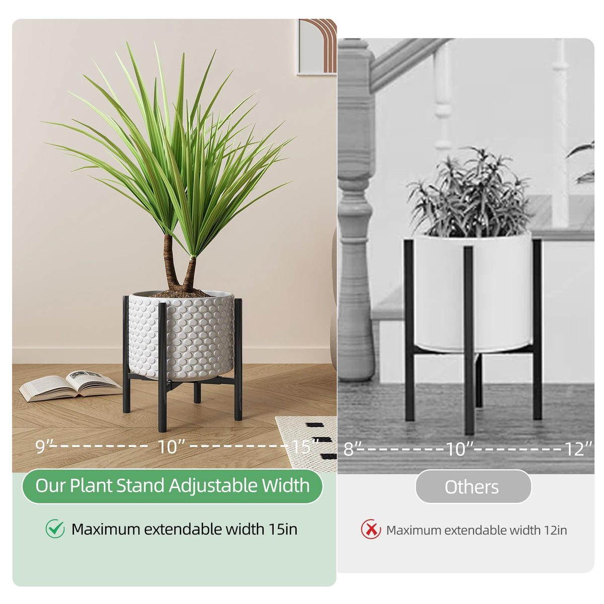 Rioneta anti-slip foot pads protect floors during plant care.