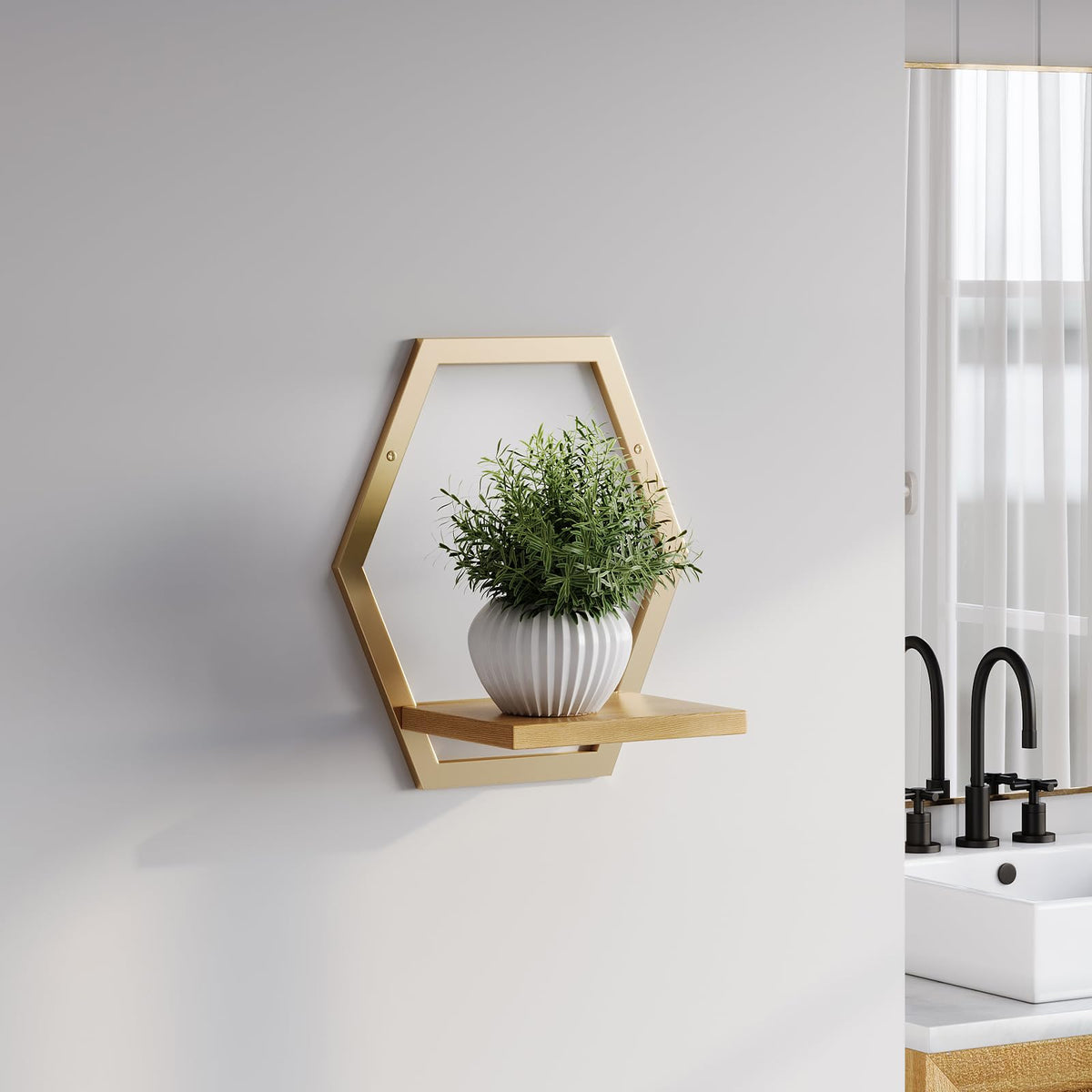 Rioneta boho-minimalist display complements living room or kitchen decor.