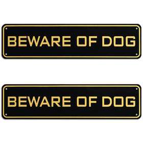 Ripeng beware of dog sign aluminum, black and gold, yard visibility