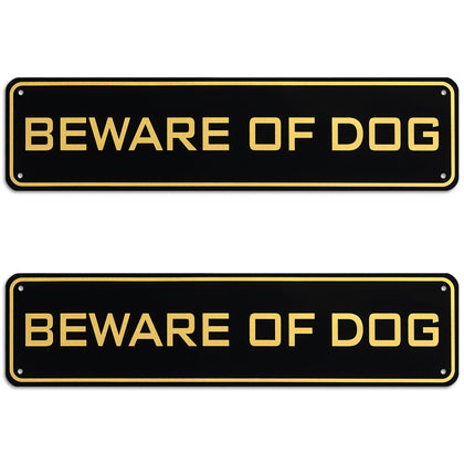 Ripeng beware of dog sign aluminum, black and gold, yard visibility