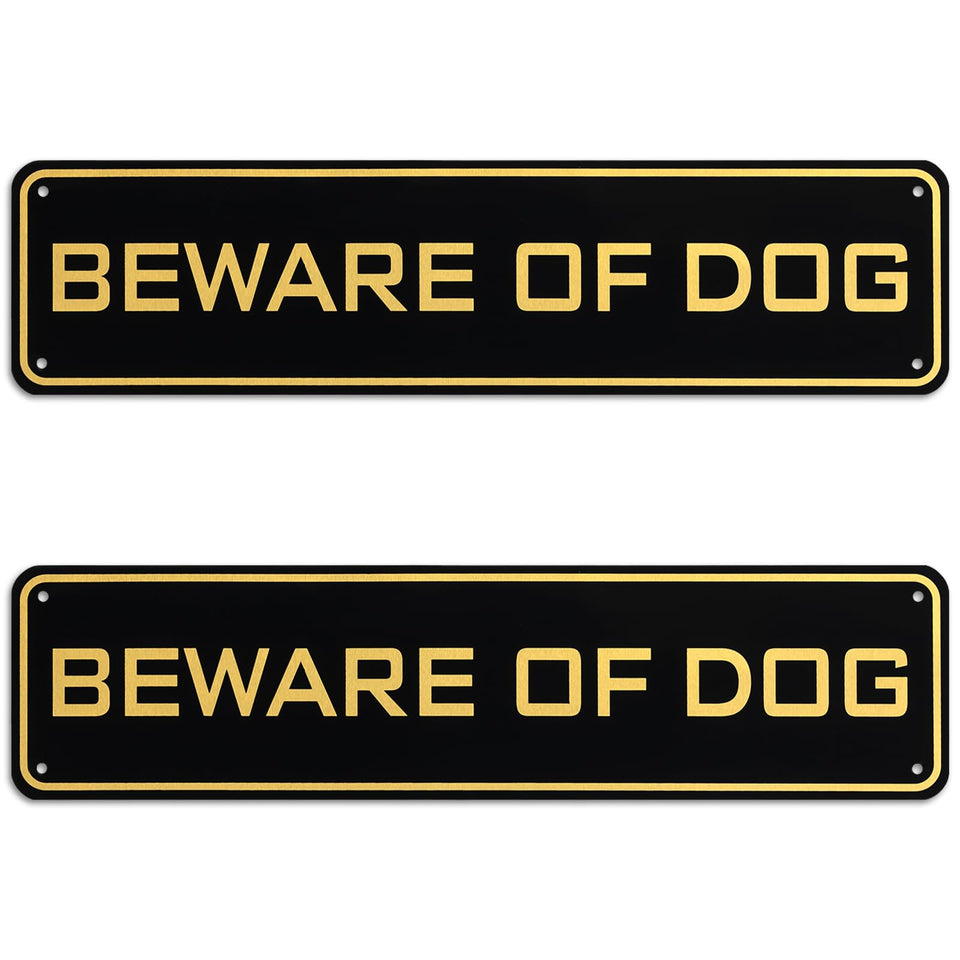 Ripeng beware of dog sign aluminum, black and gold, yard visibility