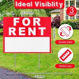 Ripeng double-sided rent sign highlights info from both sides for wider visibility.