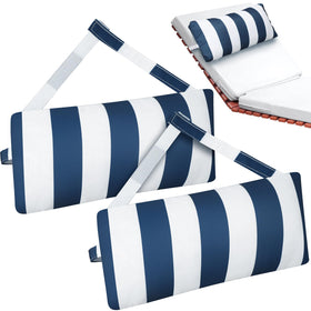 Ripeng headrest pillow for pool lounge with blue white stripe provides neck support
