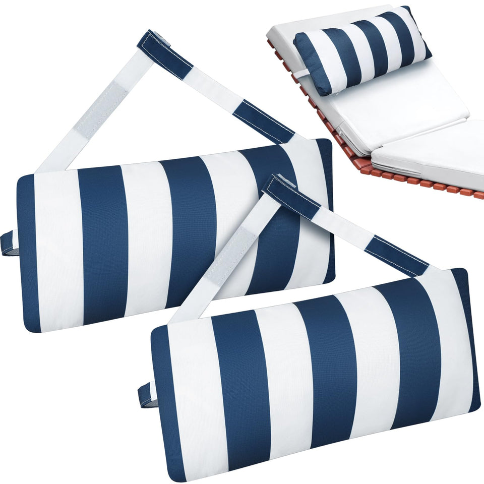 Ripeng headrest pillow for pool lounge with blue white stripe provides neck support