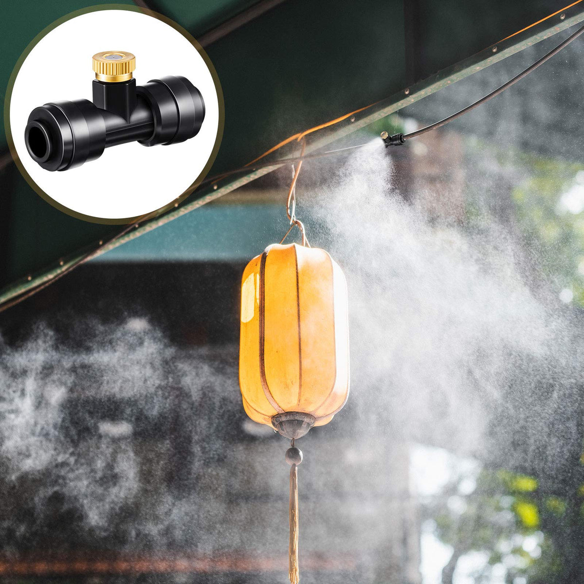 Ripeng patio outdoor misting setup for cooling comfort