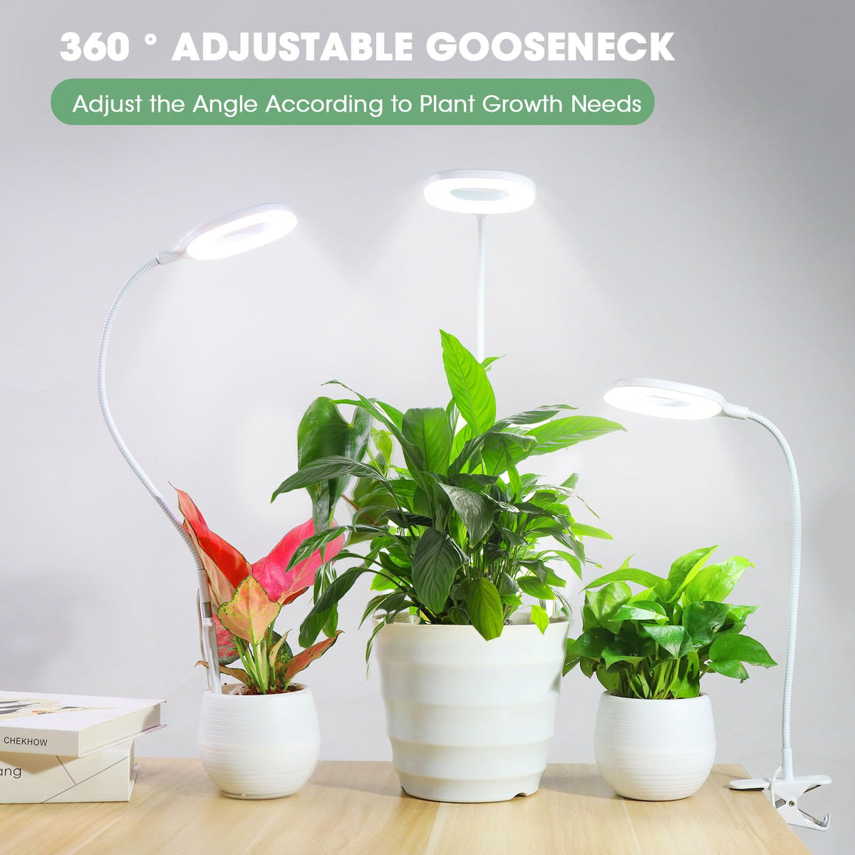 RIRIBEN 360 gooseneck offers flexible lighting angles for diverse plants