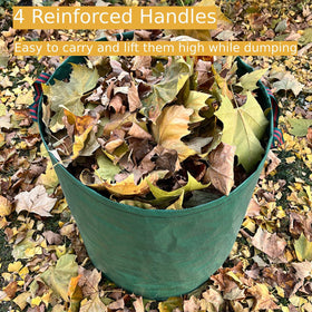 RISETEX Leaf Collector 106gal bag full, showing large capacity for leaves.