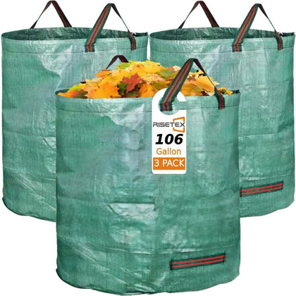 RISETEX Leaf Collector 106gal bag open for easy yard debris collection.