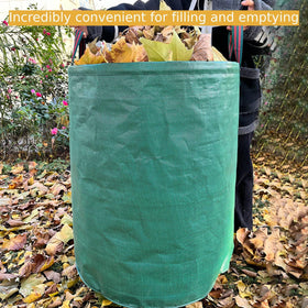 RISETEX Leaf Collector 106gal in action during autumn cleanup.