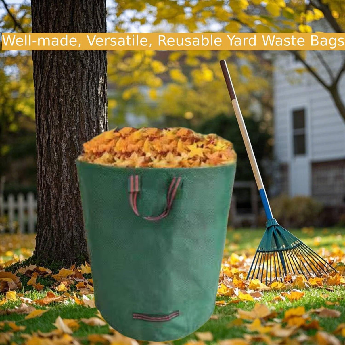 RISETEX Leaf Collector self-standing bag stands upright in use.