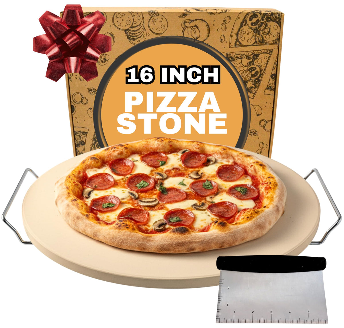 Ritual Life 16-inch pizza stone with handles for easy transfer and crispy crusts