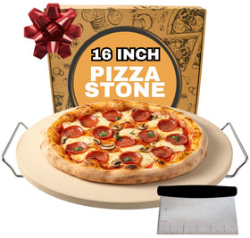 Ritual Life 16-inch pizza stone with handles for easy transfer and crispy crusts