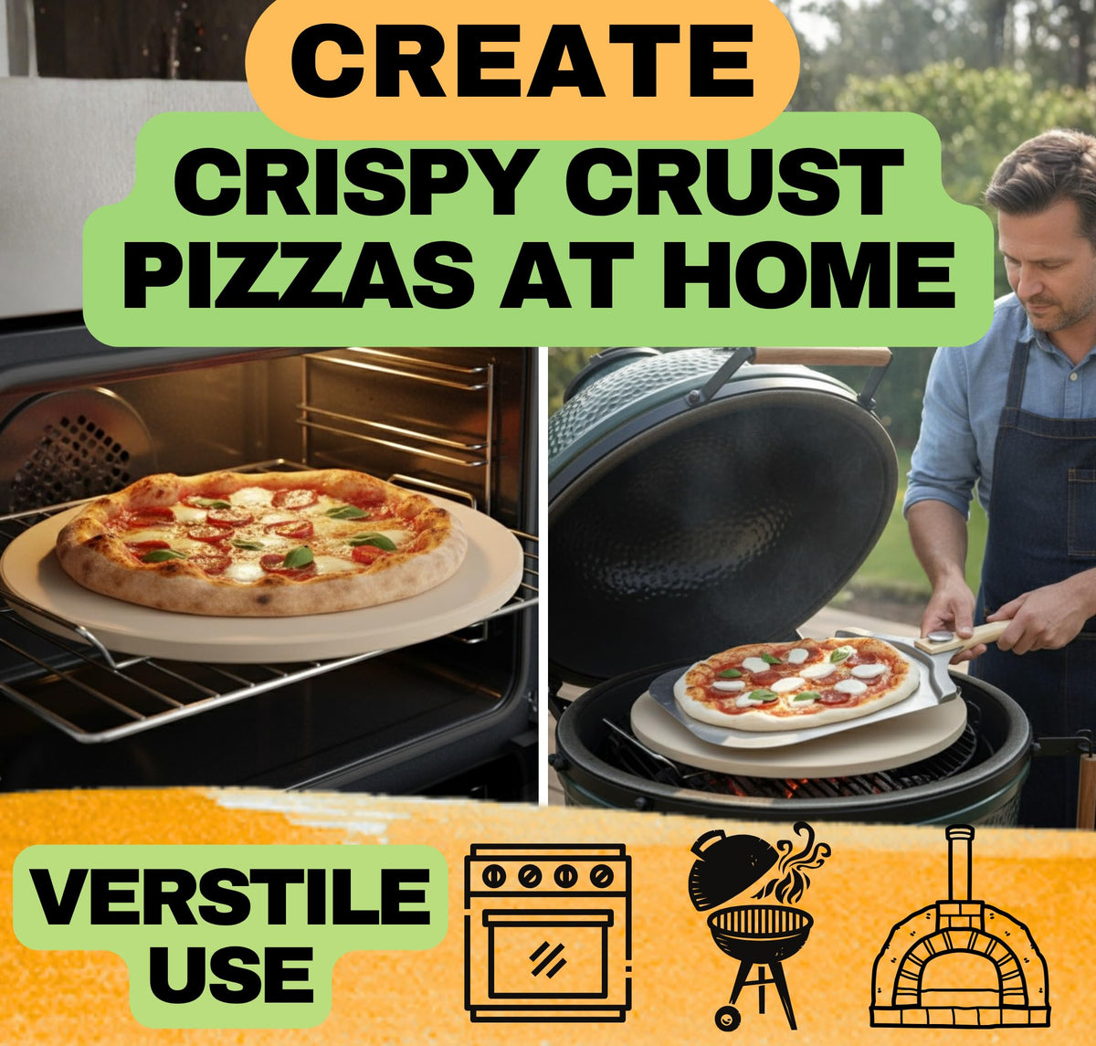 Ritual Life pizza stone with handles for safe transfer from oven to table.