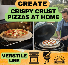 Ritual Life pizza stone with handles for safe transfer from oven to table.